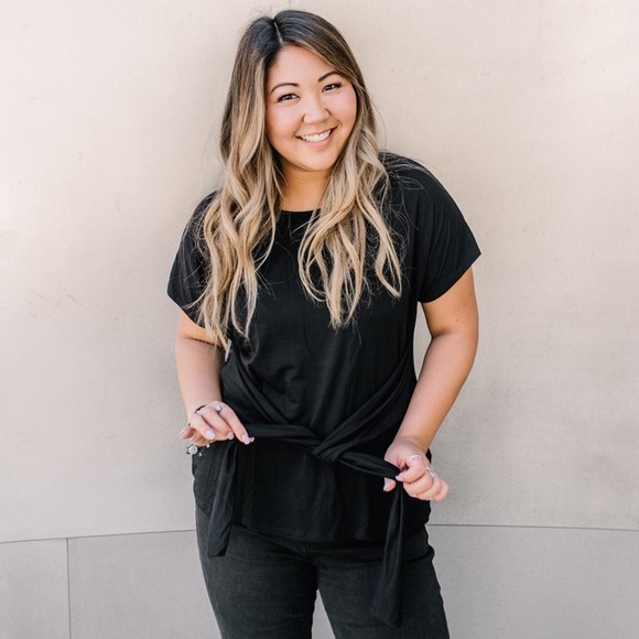 Black blouse with wrap around ties - Picture 3 of 6